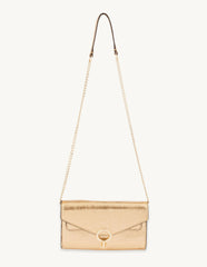 Gold leather clutch bag