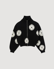 Floral trucker-style sweater