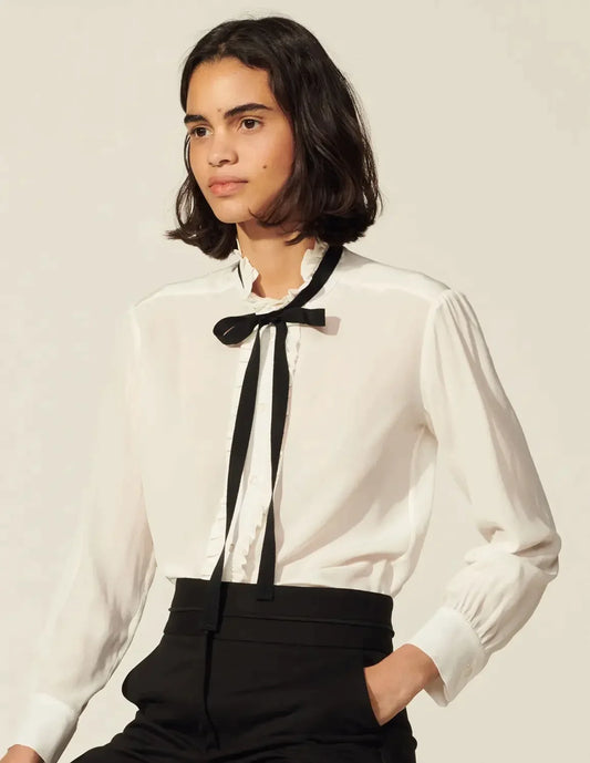 Silk blouse with ribbon