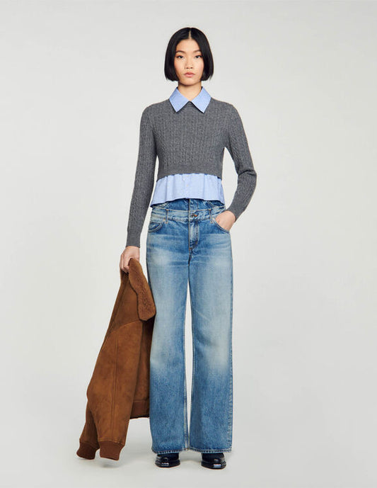 Cropped cable knit jumper