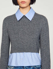 Cropped cable knit jumper