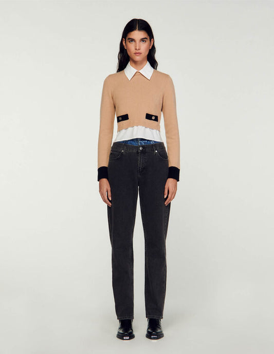 Cropped wool and cashmere jumper